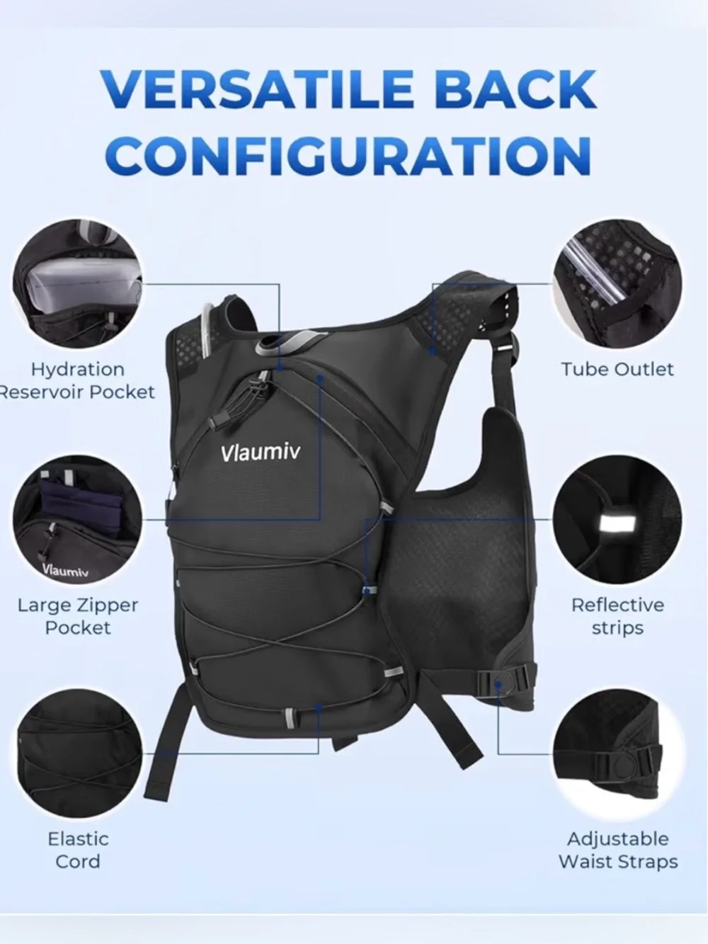 Running Vest for Women Men, Hydration Water Backpack with Adjustable Straps
